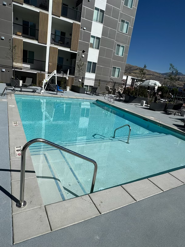 Ground-floor swimming pool at the Millcreek commercial project, provided by Doyle.